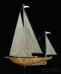 Painted and Gilded Copper Sailboat Weather Vane