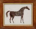 Small Reversepainted Glass Tinsel Picture of a Horse
