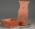 Three Redpainted Woodenware Items
