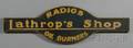 Painted Wood Lathrops Shop Trade Sign