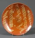 Large Yellow Slipdecorated Redware Plate
