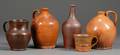 Five Redware Pottery Items