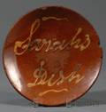 Sarahs Dish Yellow Slipinscribed Redware Plate