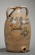 Large Cobaltinscribed Geddes New York Stoneware Cooler