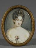 Portrait Miniature of a Young Woman Wearing a White Gown with a Pink Rose