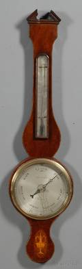 Inlaid Mahogany Veneer Wheel Barometer
