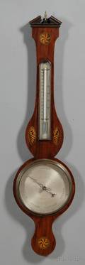 Inlaid Mahogany Veneer Wheel Barometer