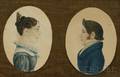 Pair of Profile Portrait Miniatures of a Man and a Woman