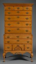 Queen Anne Maple Carved High Chest of Drawers