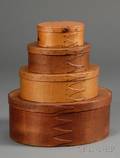 Four Shaker Graduated Oval Covered Storage Boxes