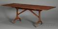 Shaker Cherry and Pine Redpainted Trestle Table