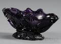 Amethyst Pressed Lacy Glass Boatshaped Salt
