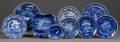 Nine Blue Transferdecorated Staffordshire Pottery Dishes
