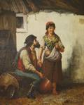 F Morelli Italian 19th Century Lot of Two Paintings Serenade