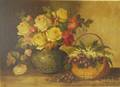Josef Planer Austrian 19th20th Century Still Life with Roses and Lily of the Valley