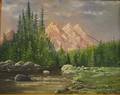 American School 20th Century Mountain Landscape with River
