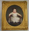 19th Century American School Oil on Canvas Portrait of Baby Elvira Tuttle