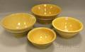 Four Graduated Banded Yellowware Kitchen Mixing Bowls