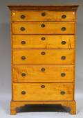 Federal Tiger Maple Graduated SixDrawer Chest
