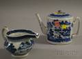 Chinese Export Porcelain Canton Teapot and Creamer