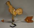 Painted Cut Sheet Iron Rooster and Arrow Weather Vane