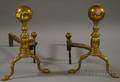 Pair of Brass Balltop Andirons