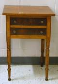 Late Federal Inlaid Tiger Maple and Cherry Veneer TwoDrawer Work Table