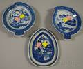 Three Small Chinese Export Porcelain Canton Leafshaped Dishes