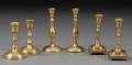 Three Pairs of Miniature Brass Candlesticks