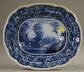 English Blue and White Grecian Scenery Pattern Transferdecorated Staffordshire Platter