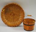 Round Woven Splint Basket and a Small Pail