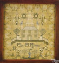 Very fine Maryland silk on linen sampler wrought by Mary M McIlvain 1824