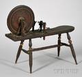 19th Century Painted and Stencillabeled Wooden Spinning Wheel