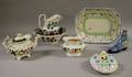 Seven Handpainted and Decorated Staffordshire Pottery Items