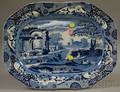 English Blue and White Scenic Transferdecorated Staffordshire Platter