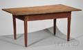 Redpainted Scrubbed Pine Breadboardtop Wooden Table