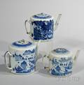 Three Chinese Export Porcelain Canton Teapots