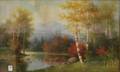 George McConnell Oil on Canvas Scene of Autumn on the Ammonoosuc River