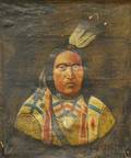 19th20th Century American School Oil on Canvas Portrait of an American Indian