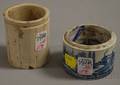 LT Piver Parfumeur a Paris Blue Transferdecorated Ceramic Cosmetics Jar and a Small Glazed Ceramic Jar