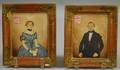 AmericanContinental School 19th Century Pair of Small Portraits of a Man and Wife