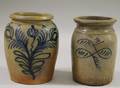 Two Cobaltdecorated Stoneware Jars
