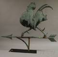 Patinated Molded Copper Strutting Rooster Weather Vane