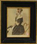 American School 19th Century Portrait of a Woman Seated in a Chair Wearing a Black Gown