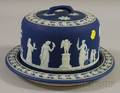 Wedgwood Dark Blue Jasper Dip Cheese Dish with Cover