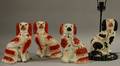 Four Staffordshire Seated King Charles Spaniels Figures