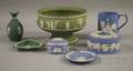 Seven Pieces of Wedgwood Light Blue and Green Jasperware