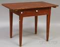 Redpainted Pine Table with Single Drawer