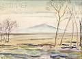 Peter Hurd American 19041984 View with Mountain in the Distance