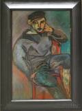 Framed Pastel on Paper of a Seated Man After Pablo Picasso Spanish 18811973